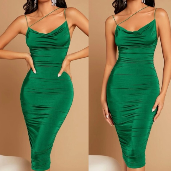 Luxe draped front party holidays dress - Picture 2 of 16
